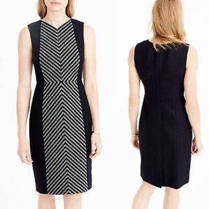 J. Crew Black Striped Tweed Sheath Wool Dress Size 4